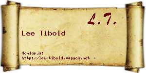 Lee Tibold névjegykártya